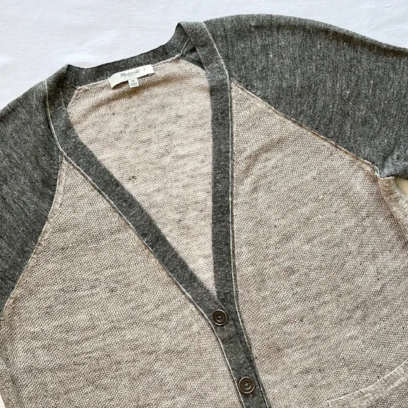 NWOT Madewell Sandstiched %100 Linen Cardigan Size Medium - Picture 3 of 11
